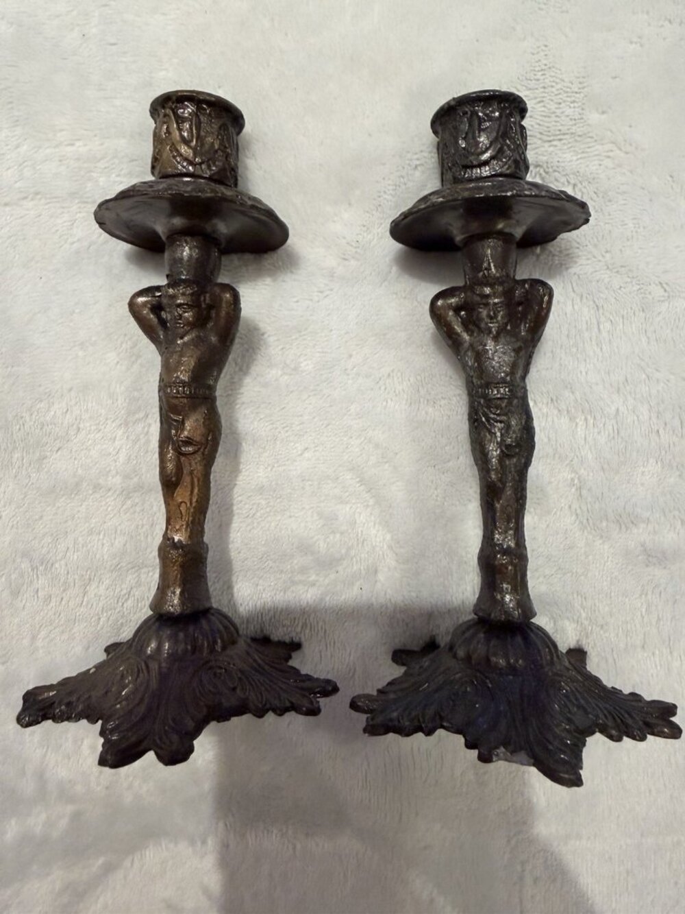 Vintage Action Footed Brass Metal Ornate Candlestick Holders 6.5” Of 2